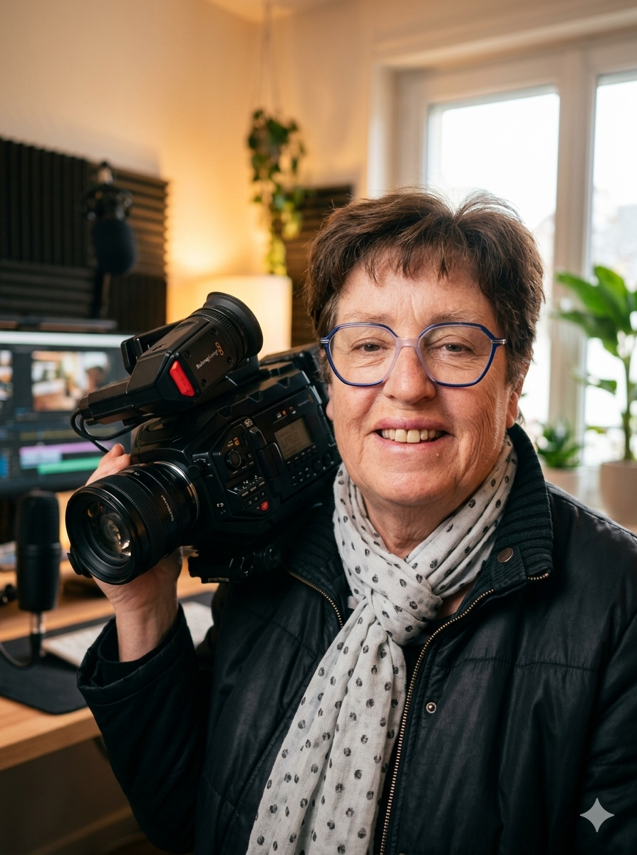 Corinne Marchand, fondatrice de Capcut 67, derrière sa caméra